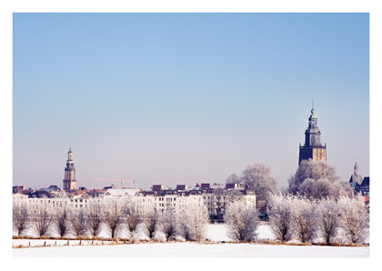 Zutphen ijsselfront in de winter